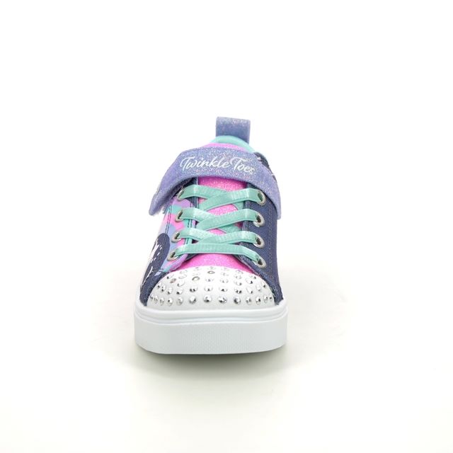 Kids Skechers Twinkle Sparks - Unicorn Charme Navy/Multi Girls Light Up Trainers