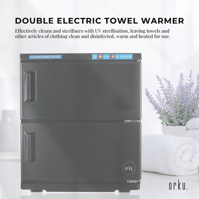 32L Black UV Electric Towel Warmer Steriliser Cabinet Beauty Spa Heat Sanitiser