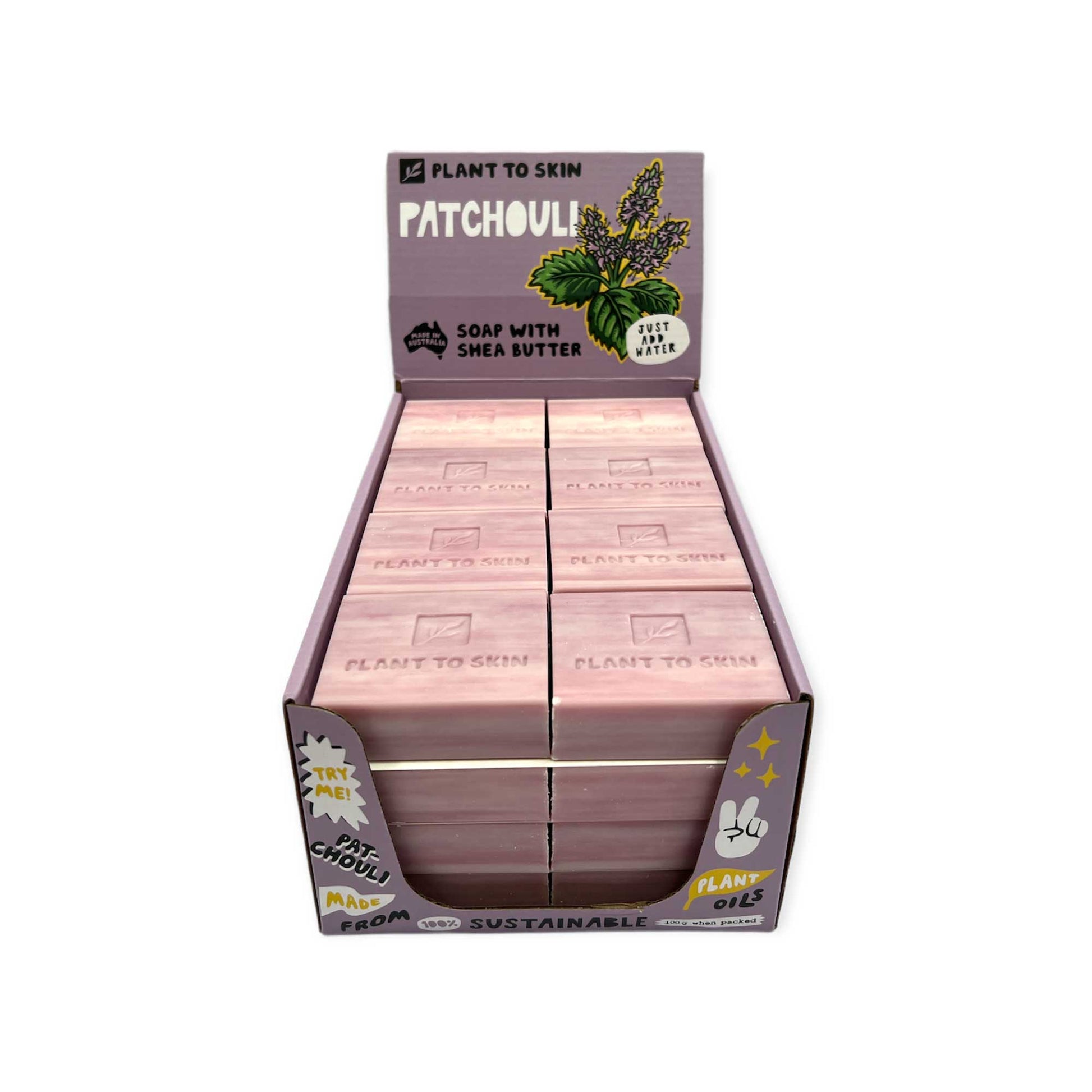 32x 100g Plant Oil Soap Patchouli Scented - Pure Natural Vegetable Bar