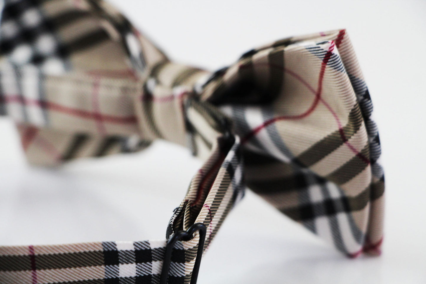 Mens Coffee Plaid Patterned Bow Tie