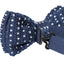 Mens Navy With Mini White Hearts Knitted Bow Tie