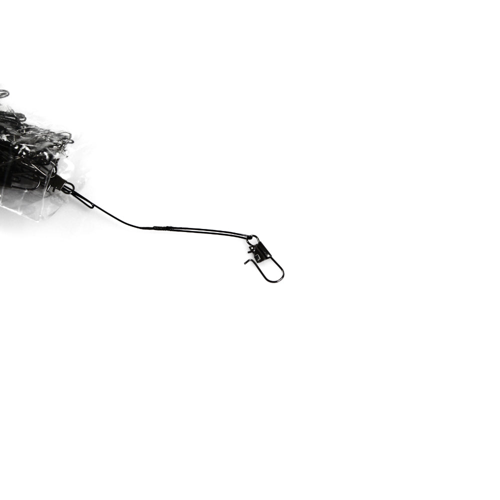 360 X Black Fishing Stainless Steel Leaders With Snap & Swivles 6"Long Tackle