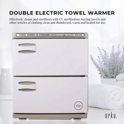 36L White UV Electric Towel Warmer Steriliser Cabinet Beauty Spa Heat Sanitiser