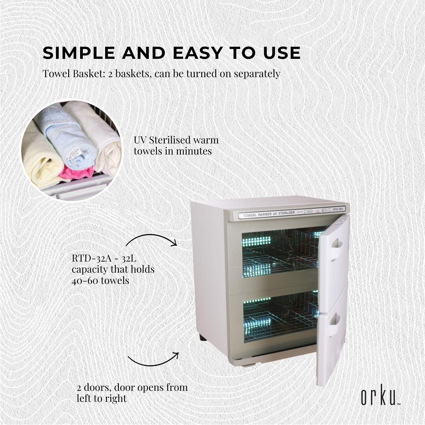 36L White UV Electric Towel Warmer Steriliser Cabinet Beauty Spa Heat Sanitiser