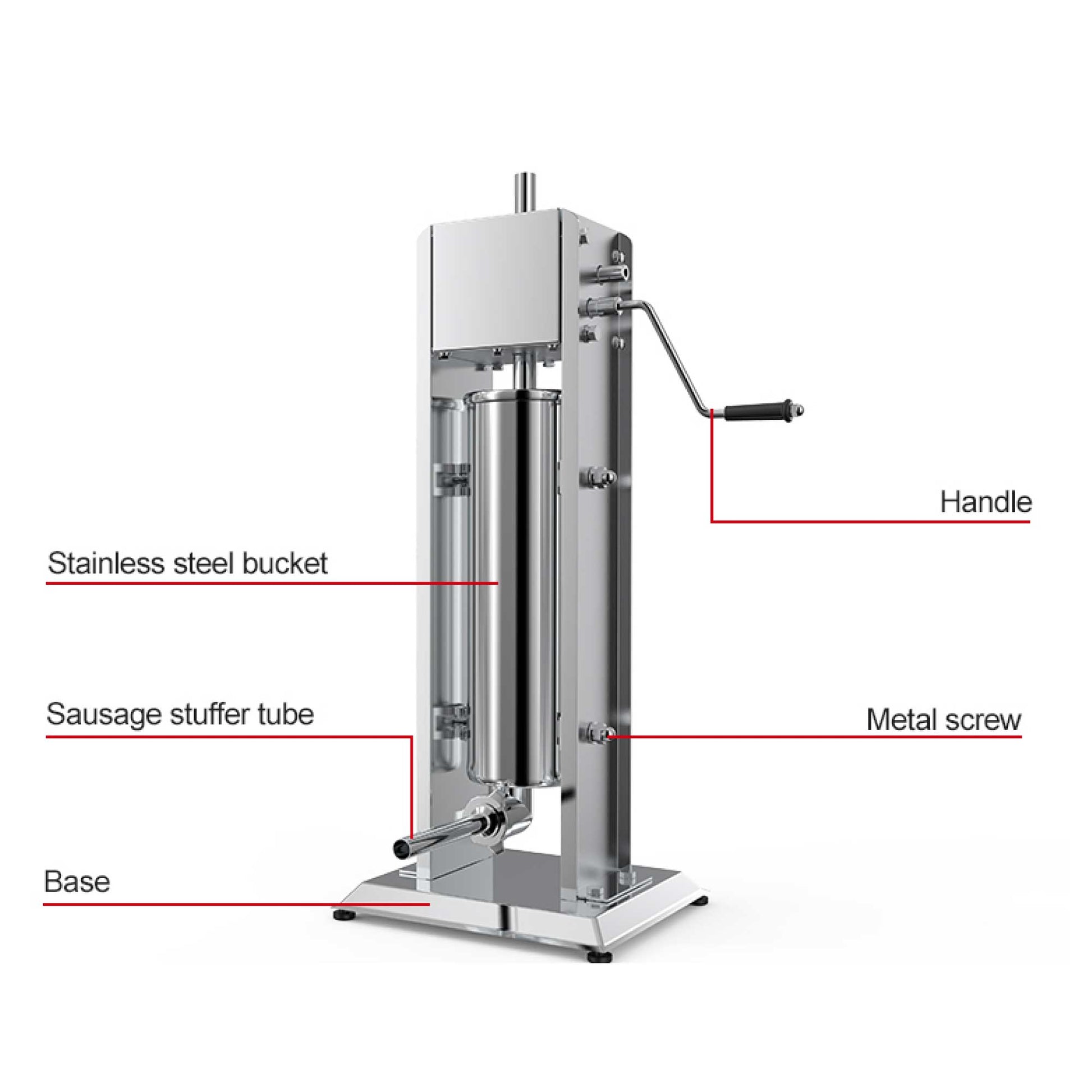 3L Manual Vertical Sausage Filler - Stainless Stuffer Meat Press Machine
