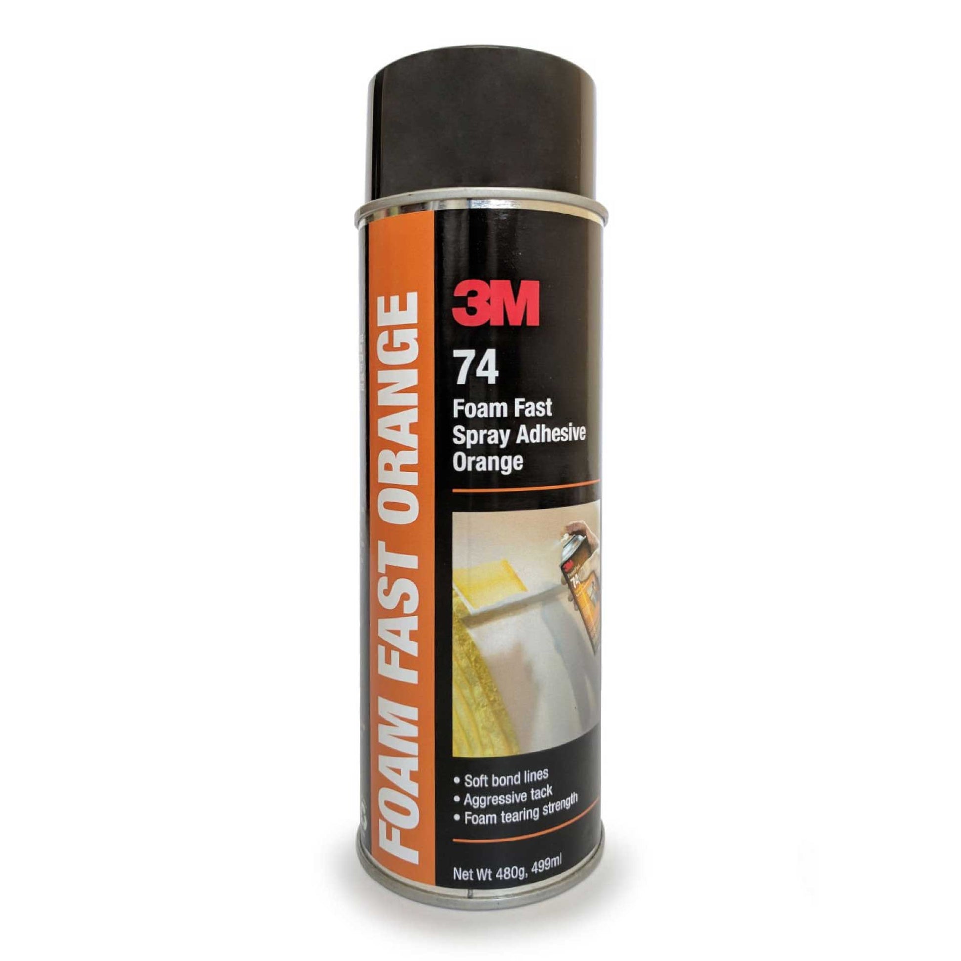 3M 74 Foam Fast Spray Adhesive 499ml Orange Fabric Fast Drying Instant Bond Glue