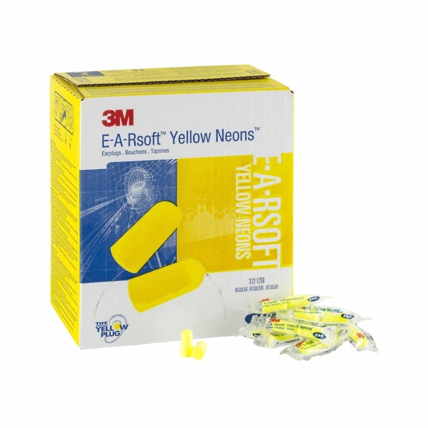 3M Foam Safety Neon Earplugs Workplace Noise Reduction Uncorded Disposable Plug