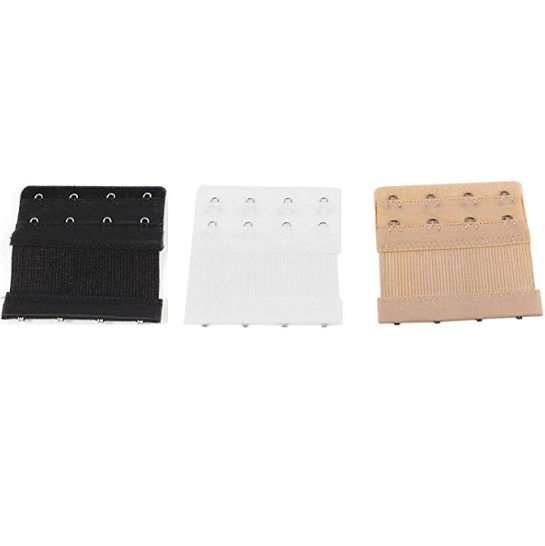 6 x Elastic Bra Extender Extension Clip Black White Nude Extenders