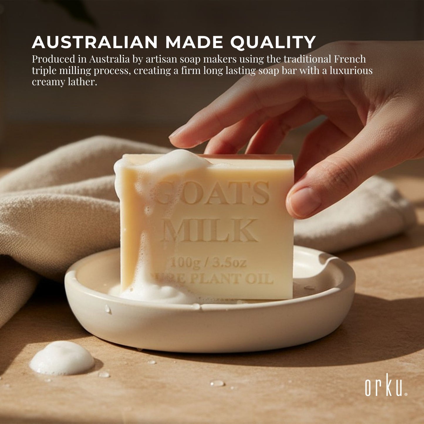 Orku 100 x 100g Goat Milk Soap Bars Natural Creamy Scent Australian Made