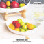 3 Tier Porcelain Fruit Bowl - Ceramic Vegetable Storage With Bamboo Stand