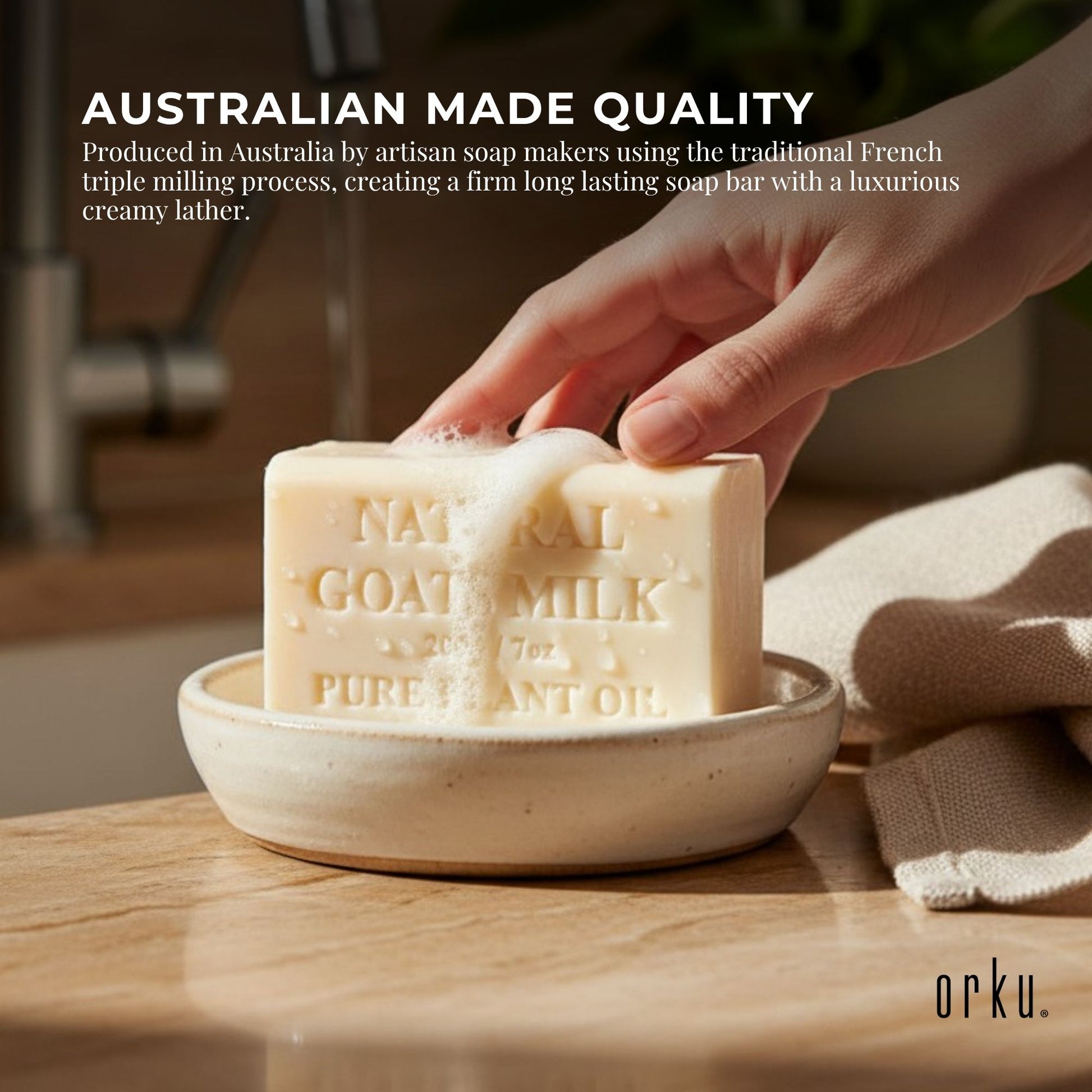Orku 65 x 200g Goat Milk Soap Bars Natural Creamy Scent Australian Made
