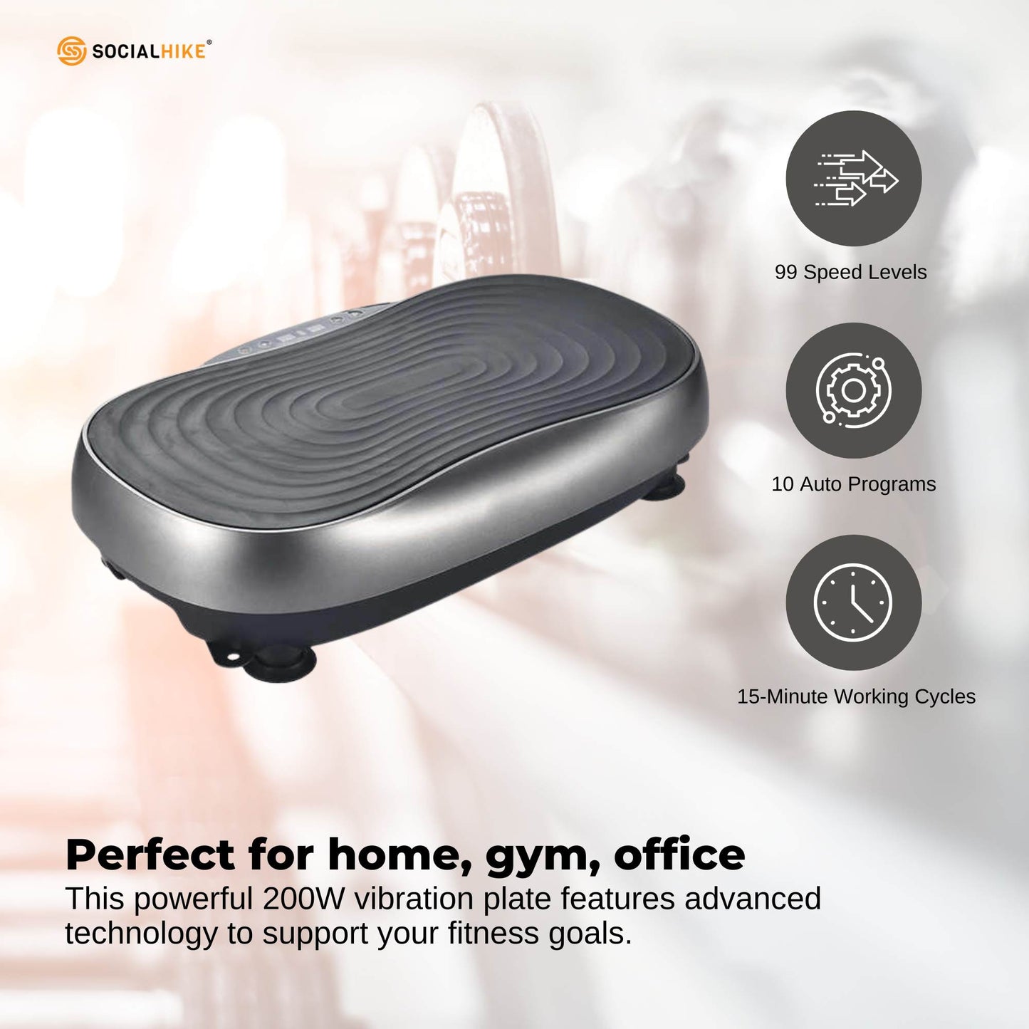 Social Hike Vibration Plate Machine - Vibrating Exercise Platform Grey