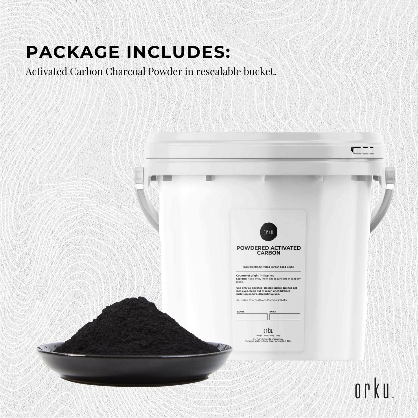 2.3Kg Activated Carbon Powder Coconut Charcoal Bucket - Teeth Whitening + Skin