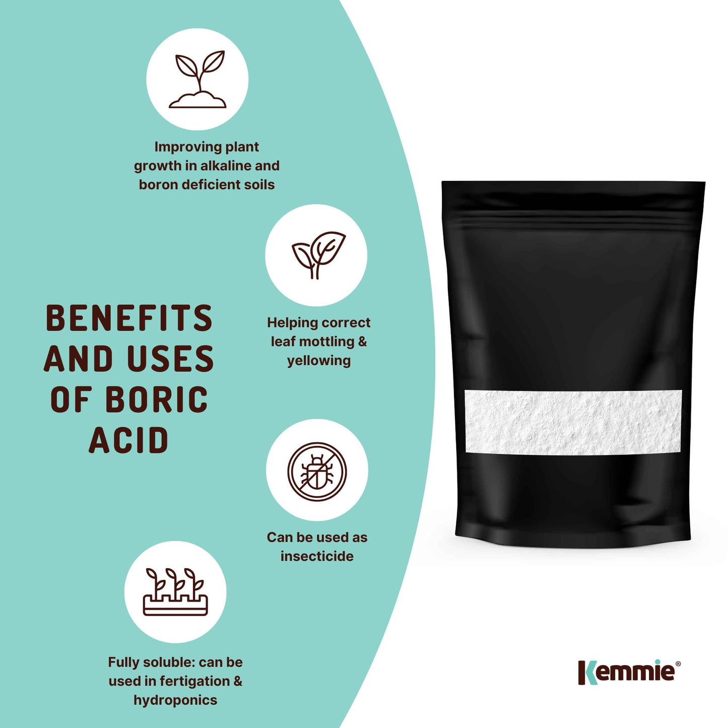 Boric Acid Powder High Purity Fully Soluble Granules - Pest Ant Cockroaches Bulk