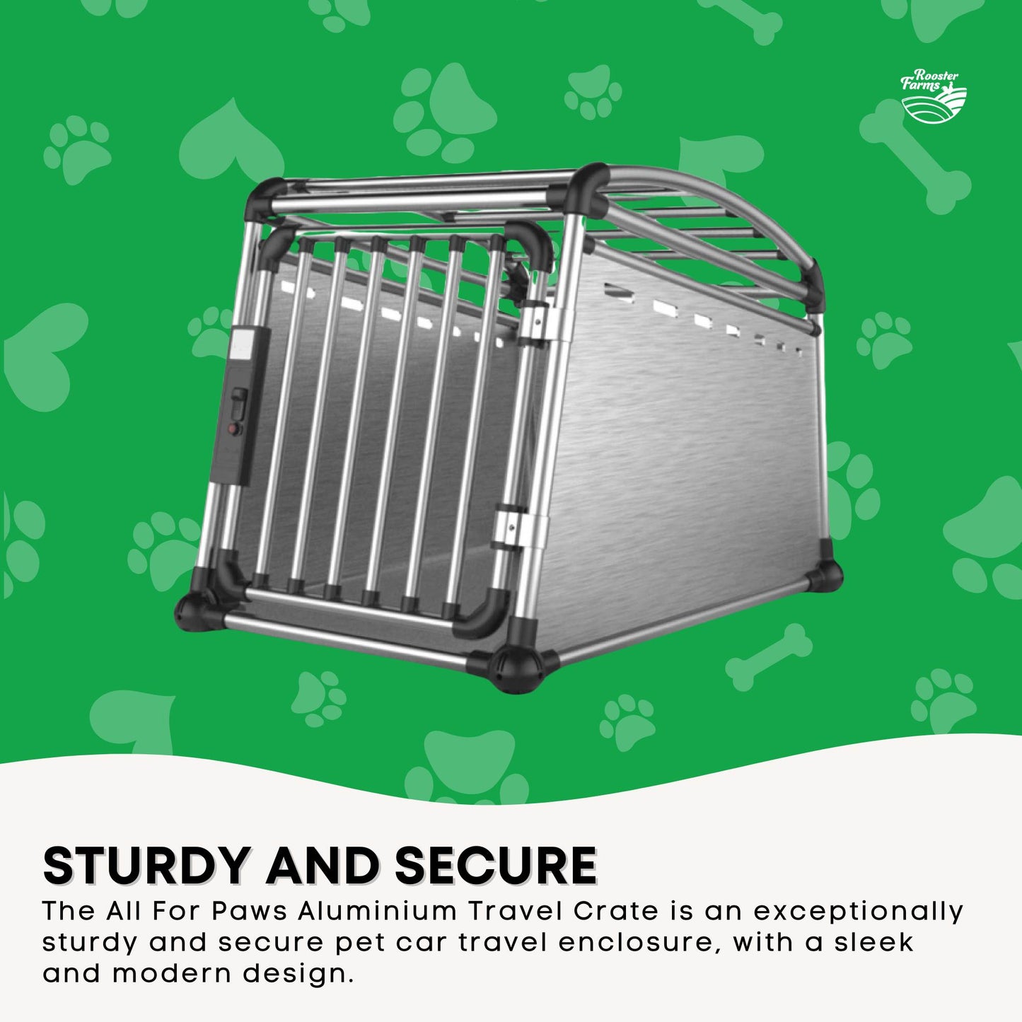 Aluminium Dog Travel Crate 63x68x88cm - Large Pet Car Transport Cage Kennel Box