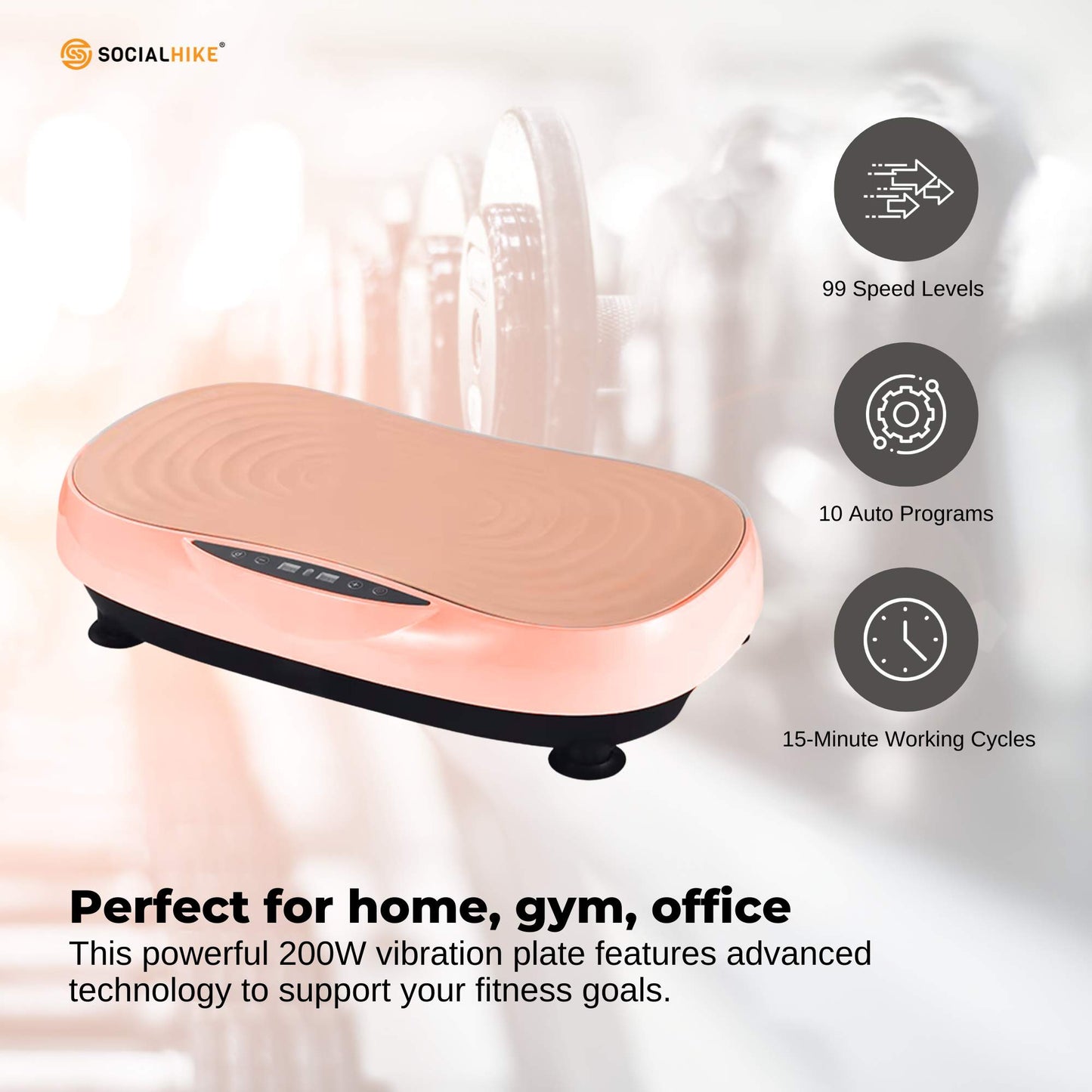 Social Hike Vibration Plate Machine - Vibrating Exercise Platform Pink