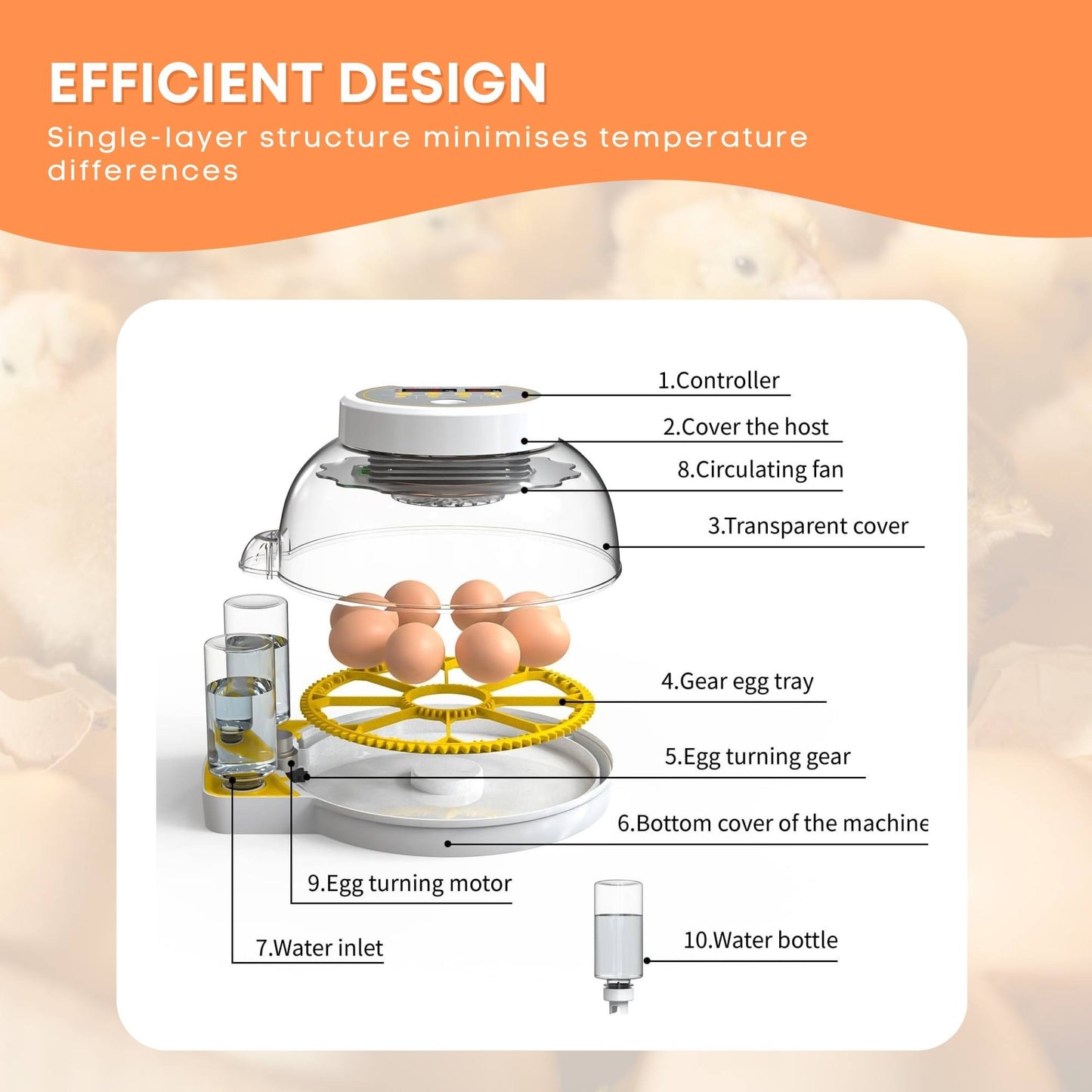 Electric 8 Egg Incubator - Digital Automatic Turning Chicken Quail Duck Hatching