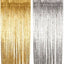 3m Metallic Tinsel Door Curtain Backdrop Foil Kids Party Shiny Black Gold Silver