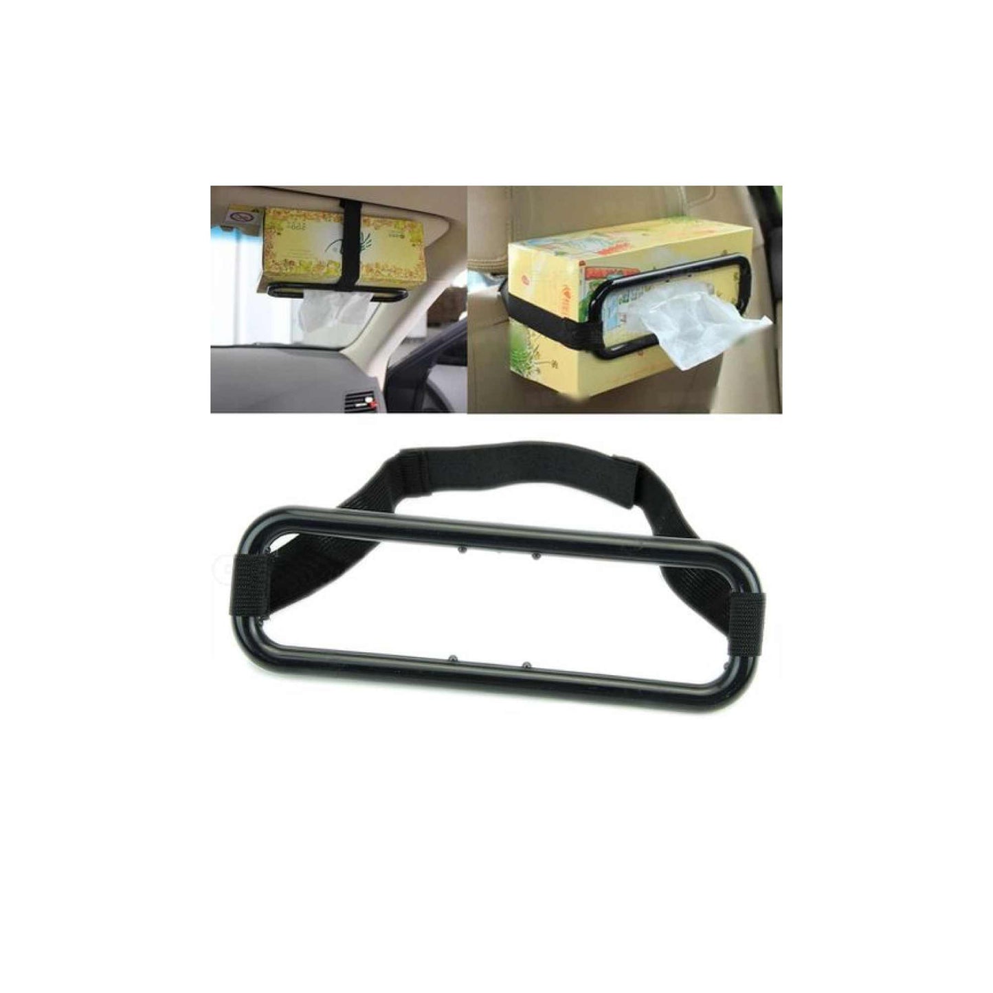 3x Car Tissue Box Holder - Plastic and Elastic Napkin Hanging Organiser Device