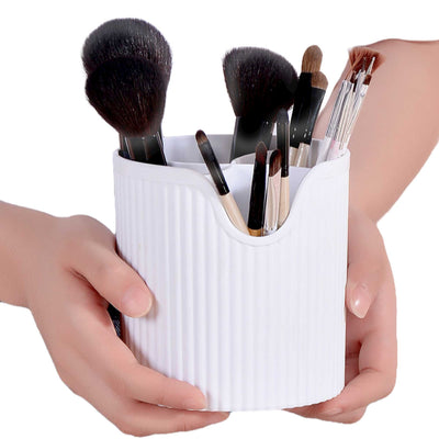 4 Slot Makeup Brush Organiser Bucket - Cosmetic Tool Storage Divider Tin