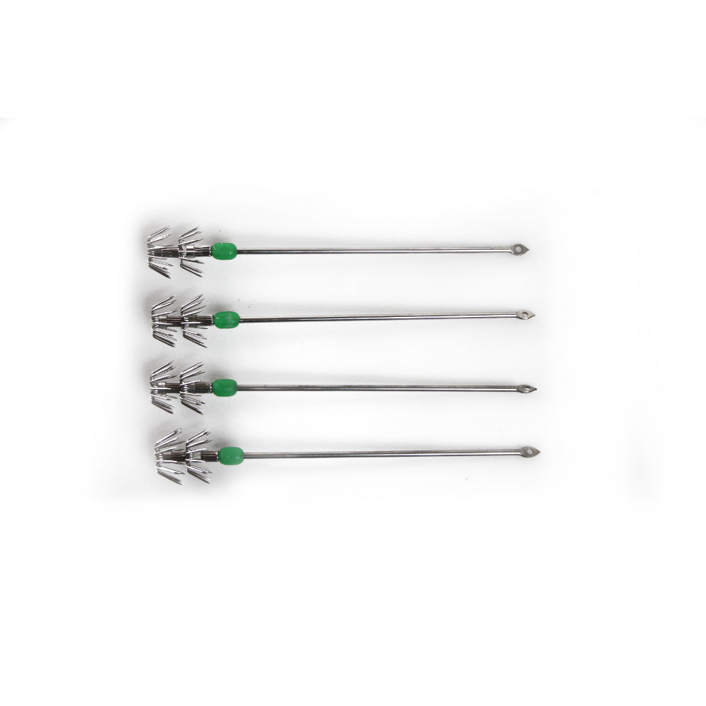 4 x 150mm Metal Squid Spike Jigs Stainless Steel Extra Large Dual Hook 25mm