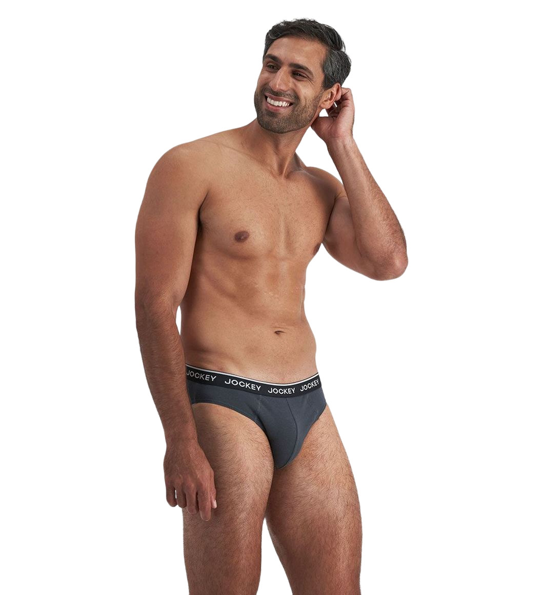 4 x Jockey Elastic Cotton Brief Underwear Black / Grey Undies