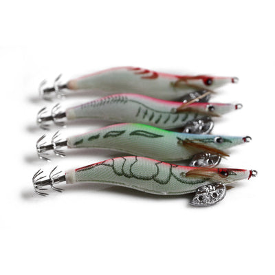 4 x Squid Jigs Lure 3.0 Egi Glow Tail Tackle Calamari Squid Jig Fishing Lures