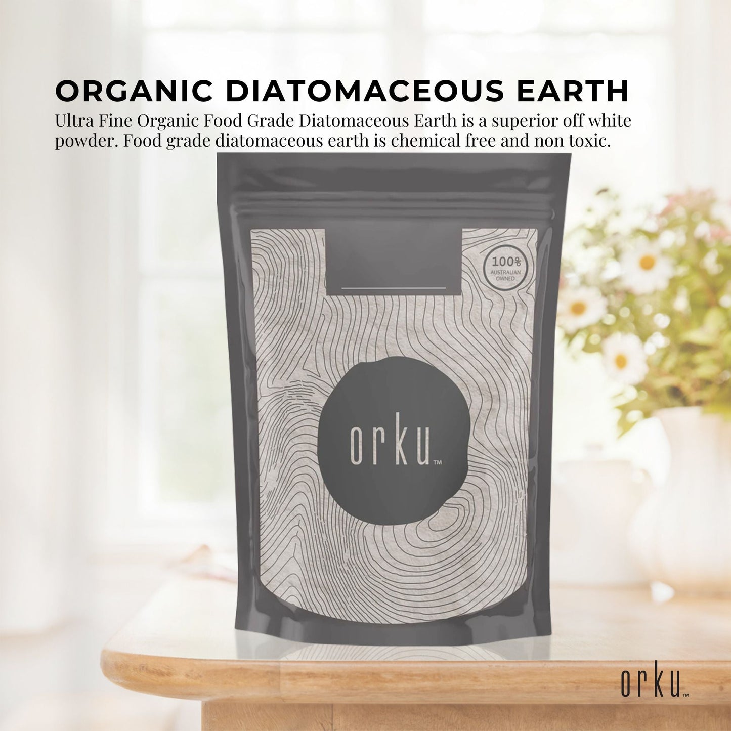 400g Organic Fine Diatomaceous Earth - Food Grade Fossil Shell Flour Powder