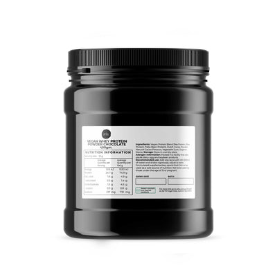 400g Vegan Whey Protein Powder Blend - Chocolate Plant WPI/WPC Supplement Jar