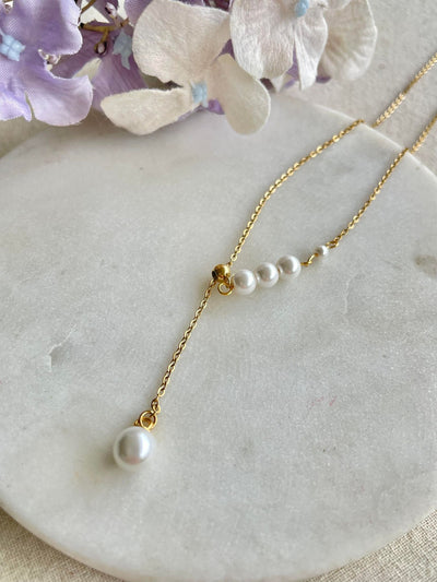 Pearl fishing gold necklace - Gold Plated Tarnish Free Jewellery