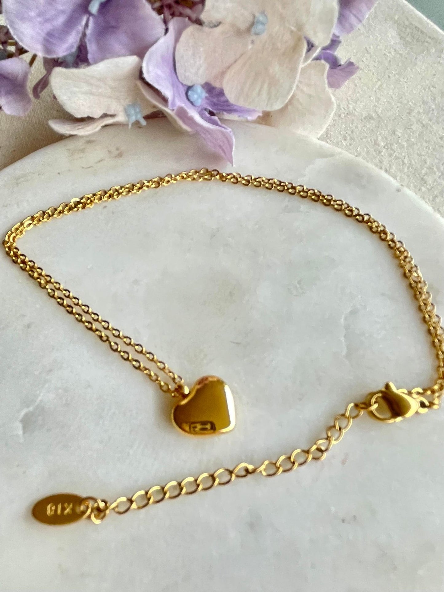 Solid heart gold necklace - Gold Plated Tarnish Free Jewellery