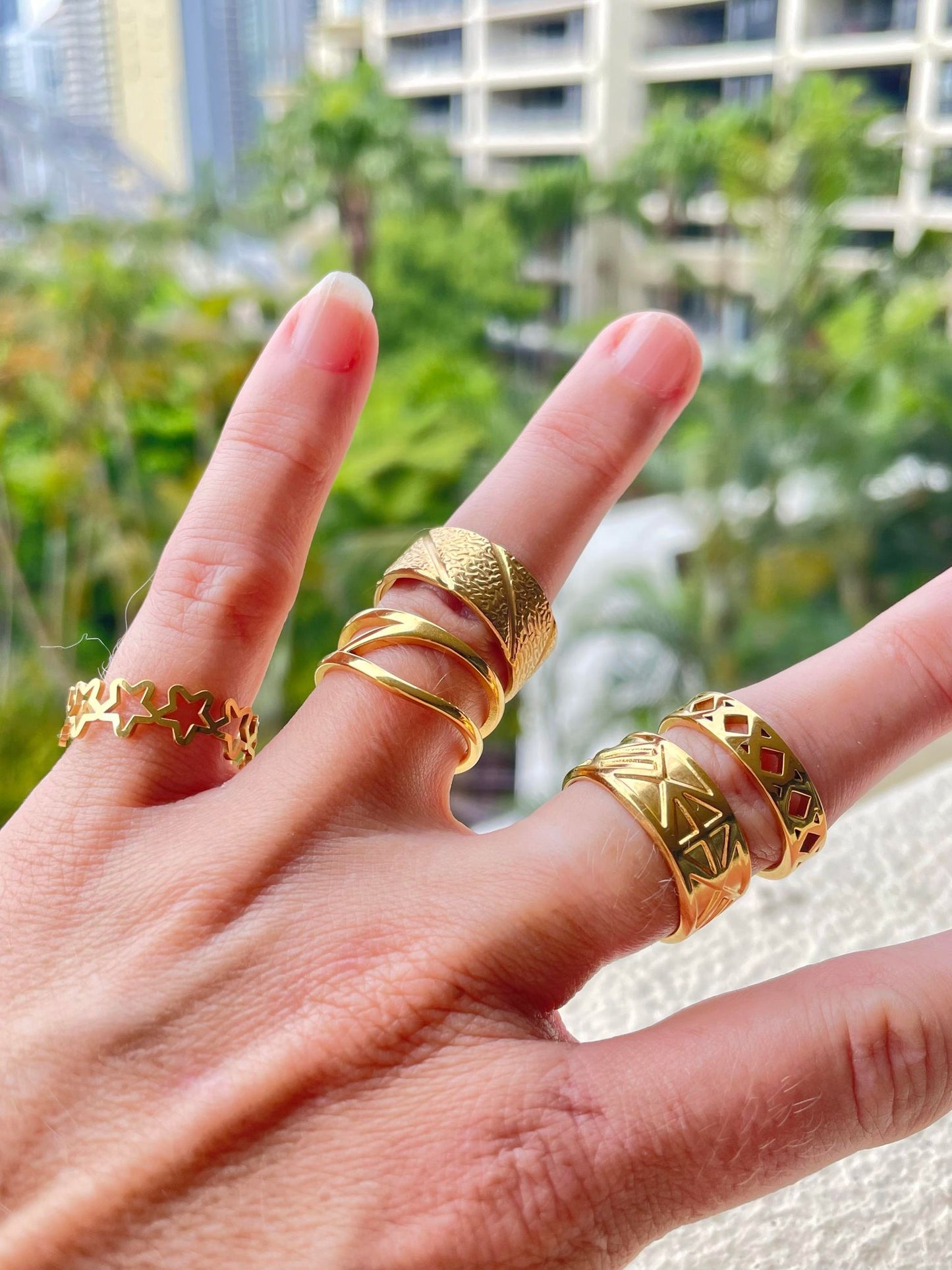 Aztec print gold ring -Gold Plated Tarnish Free Jewellery