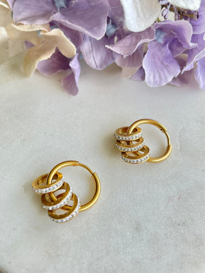 Three rings of bling gold earrings - Gold Plated Tarnish Free Jewellery