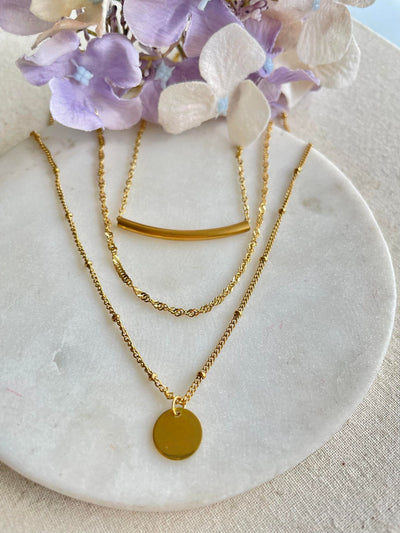Three tiers of gold necklace - Gold Plated Tarnish Free Jewellery