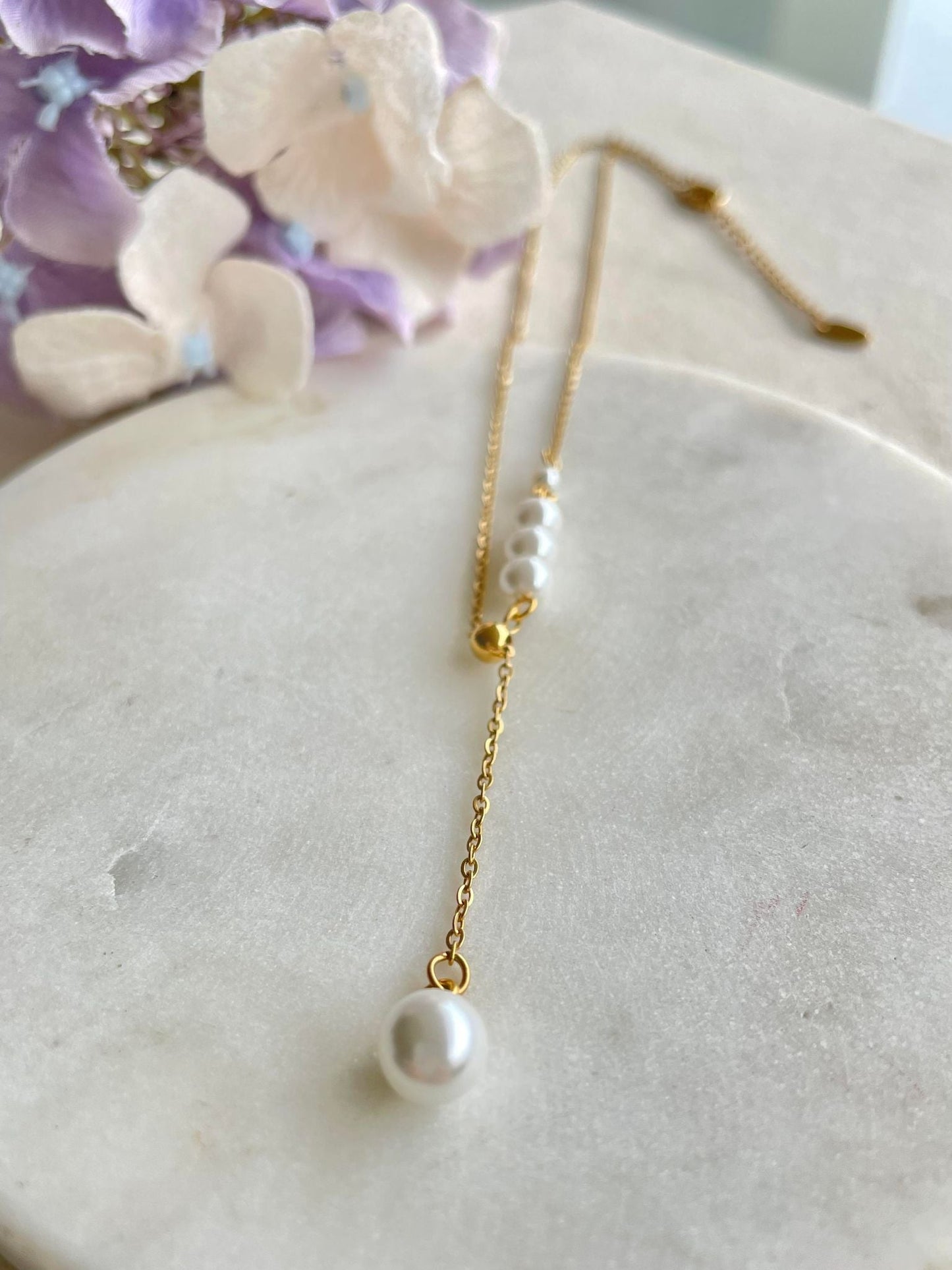 Pearl fishing gold necklace - Gold Plated Tarnish Free Jewellery