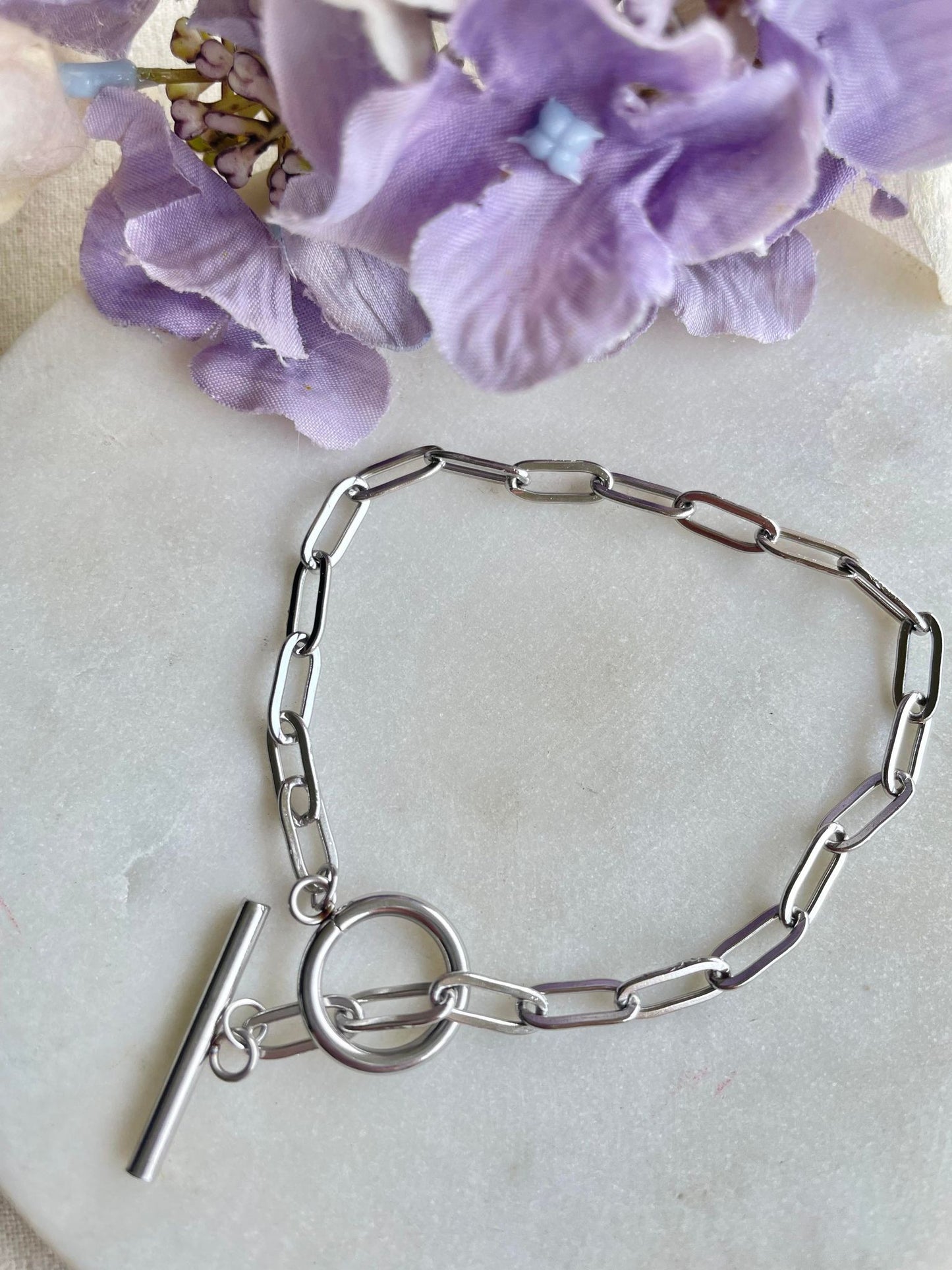 Link through me open chain bracelet - silver