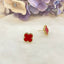 Four leaf clover stud earrings Red - Gold Plated Tarnish Free Jewellery
