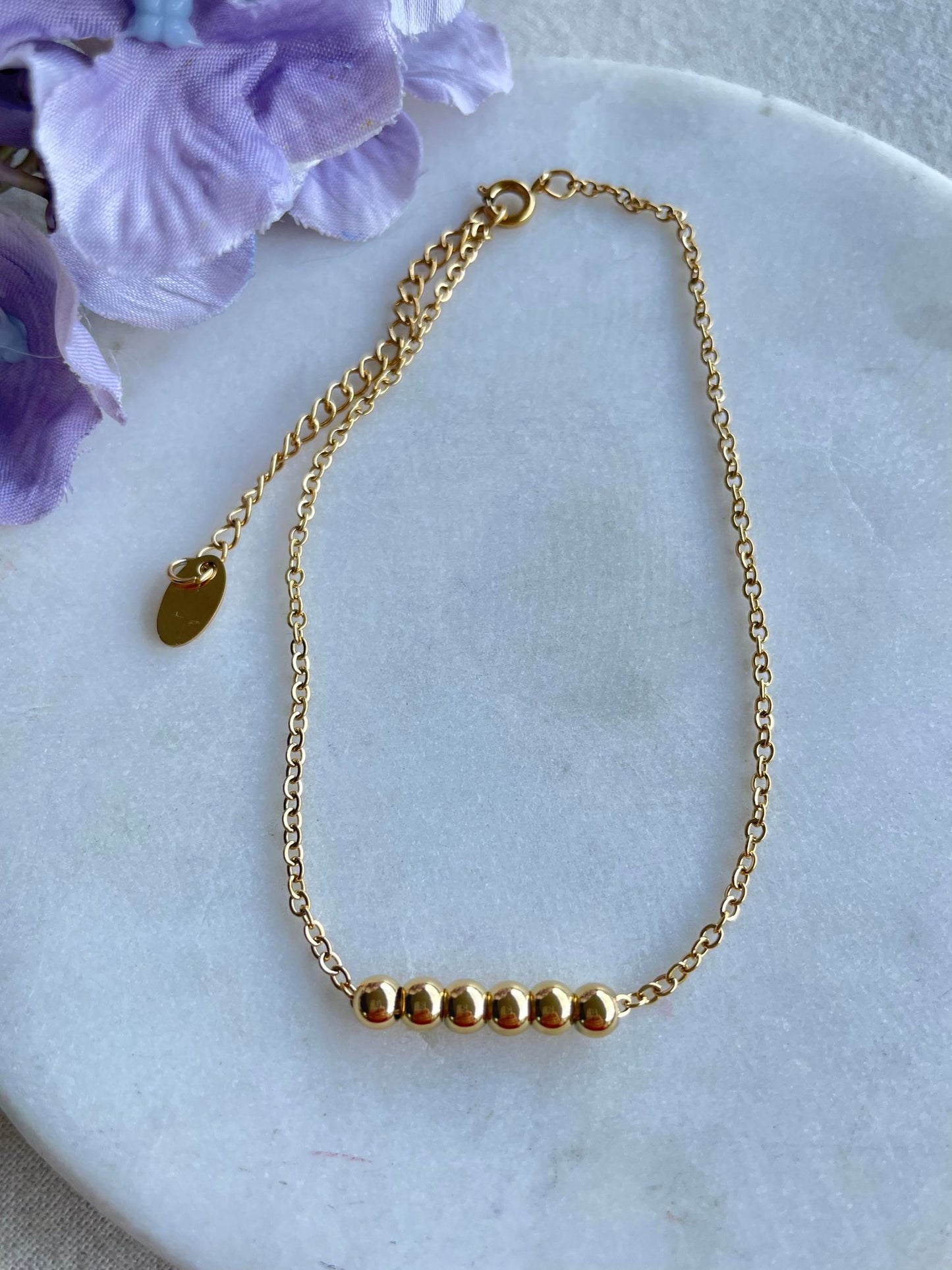 Floating gold ball anklet - Gold Plated Tarnish Free Jewellery
