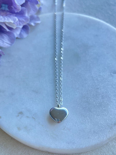 Solid heart silver necklace - Tarnish Free Jewellery