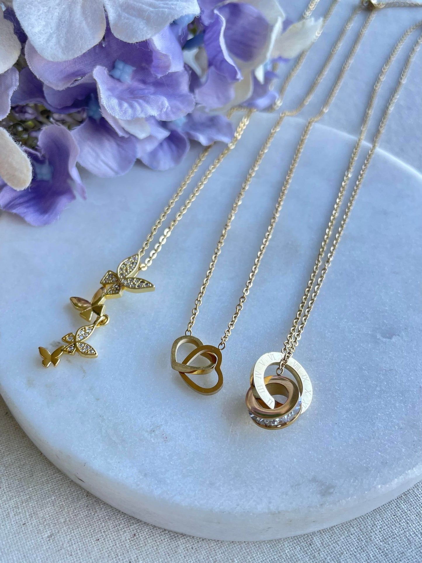 Rings on time gold necklace - Gold Plated Tarnish Free Jewellery