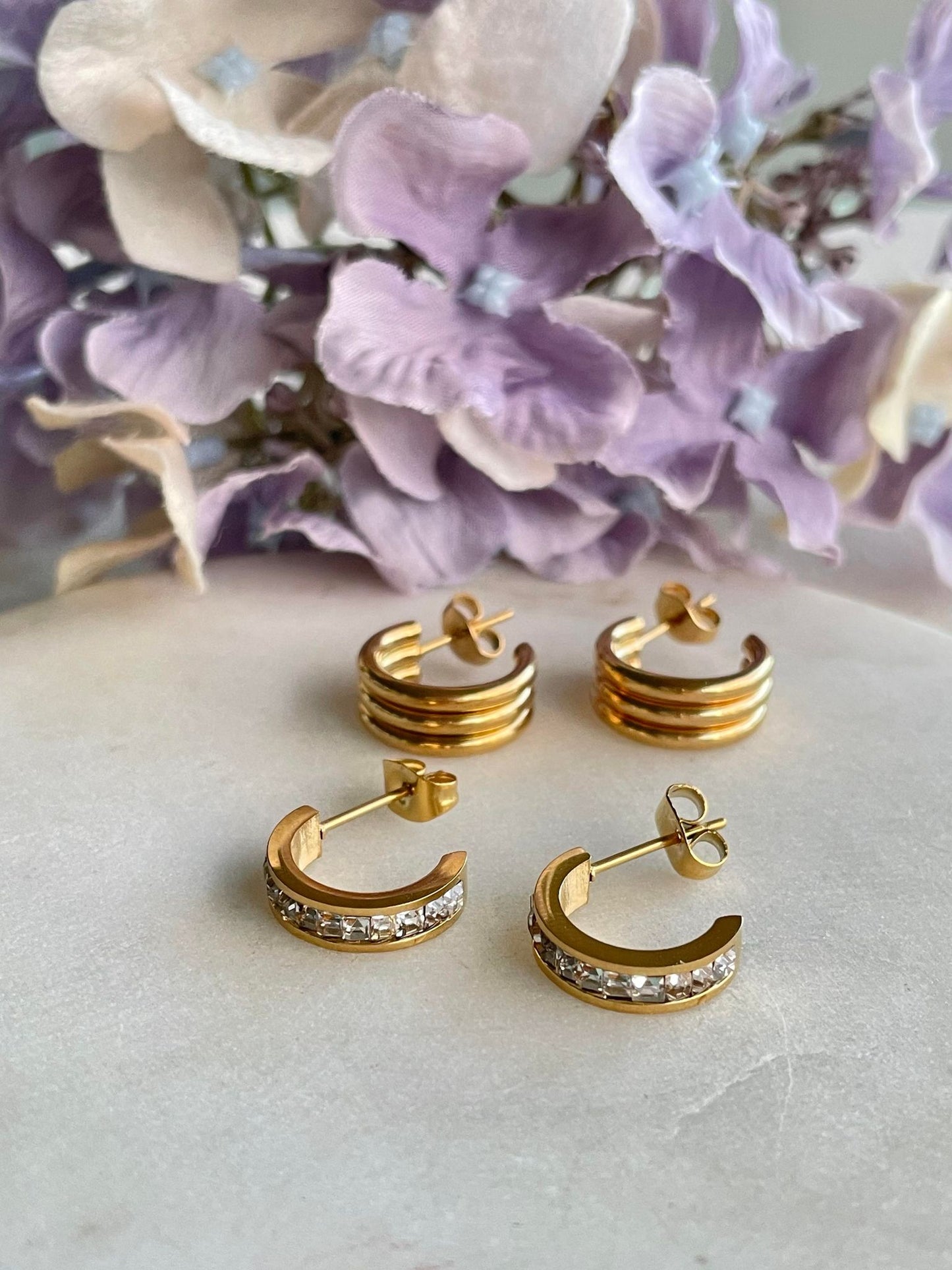 Layered hoop earring - Gold Plated Tarnish Free Jewellery