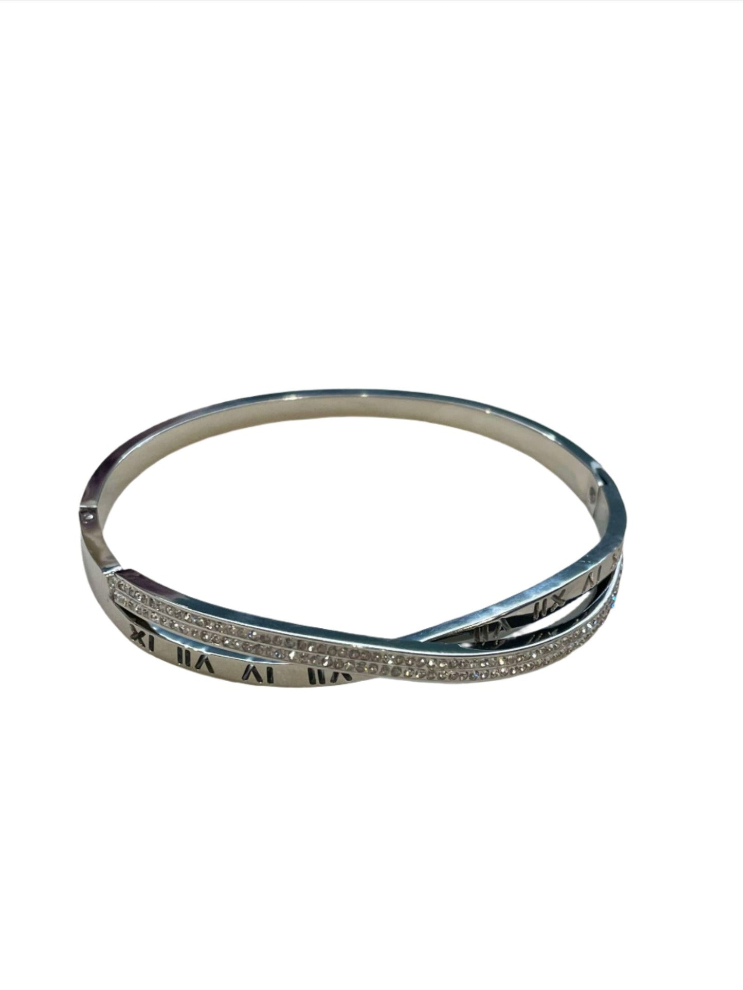 Time with bling bangle - silver