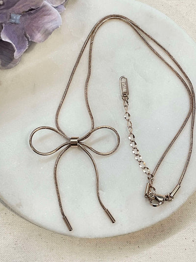 Rose gold bow necklace – Tarnish Proof Jewellery