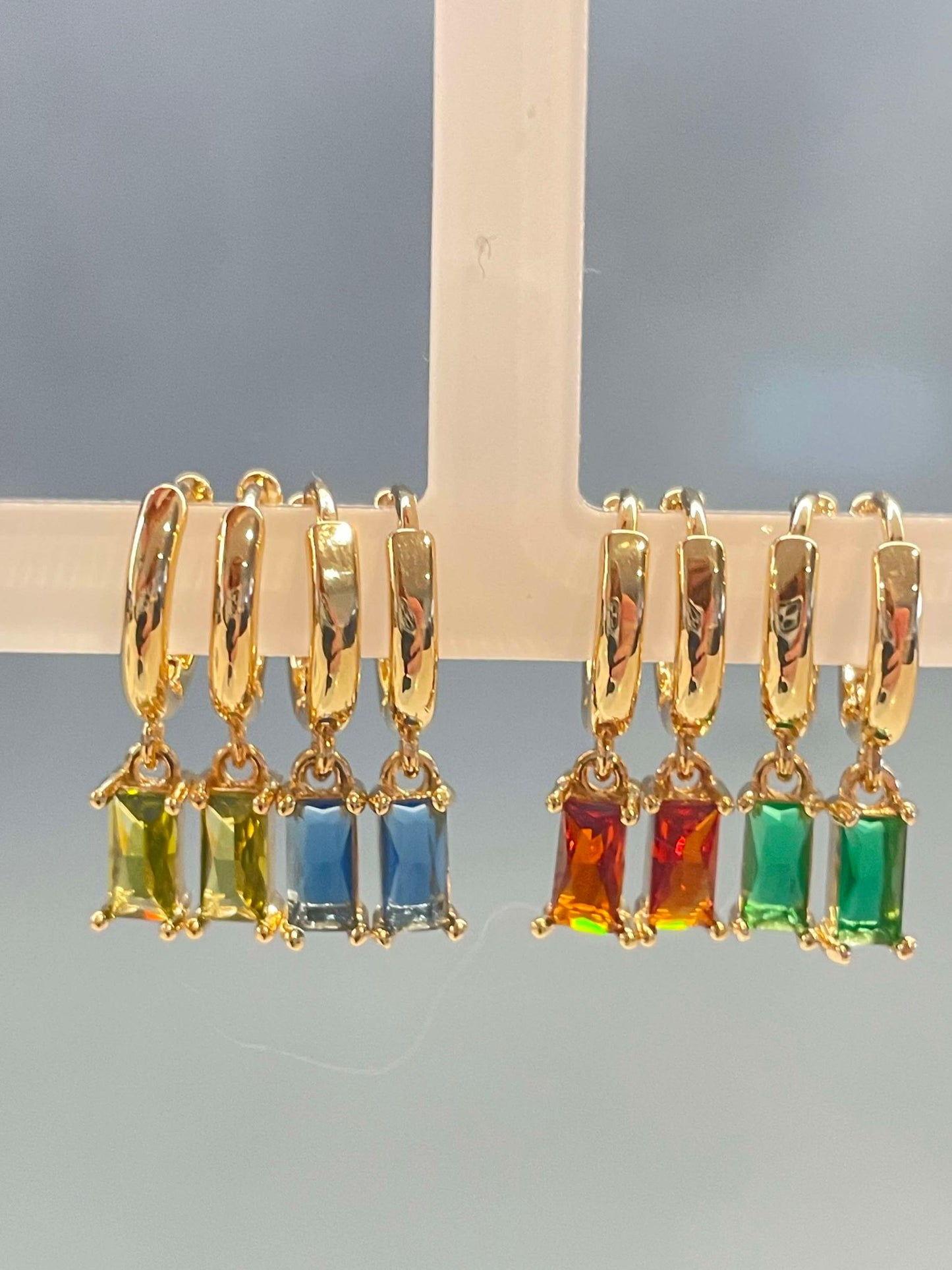 Dangling earring - light green stone – Tarnish Proof Jewellery