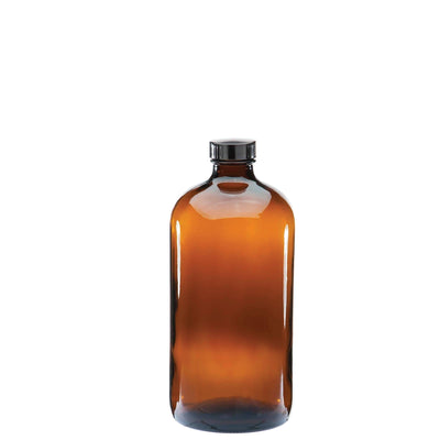 48x 250ml Amber Glass Round Bottles + Screw Cap - Empty Essential Oil Bulk