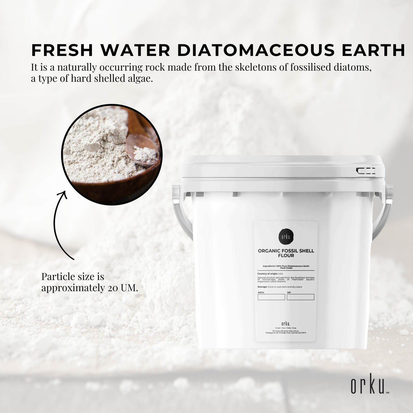 1.4Kg Organic Fine Diatomaceous Earth Tub - Food Grade Fossil Shell Flour Powder