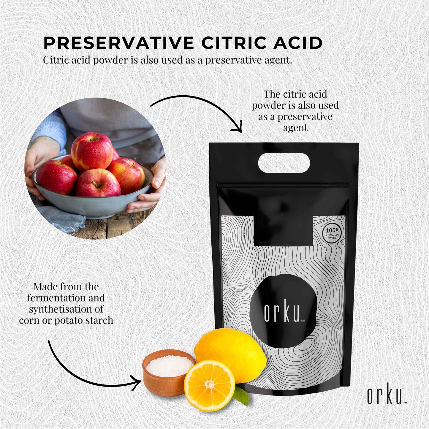 Bulk 20Kg Citric Acid Powder - Food Grade Anhydrous GMO Free Preservative c6h807