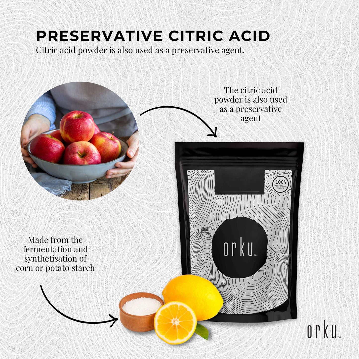 1Kg Citric Acid Powder - Food Grade Anhydrous GMO Free Preservative c6h807