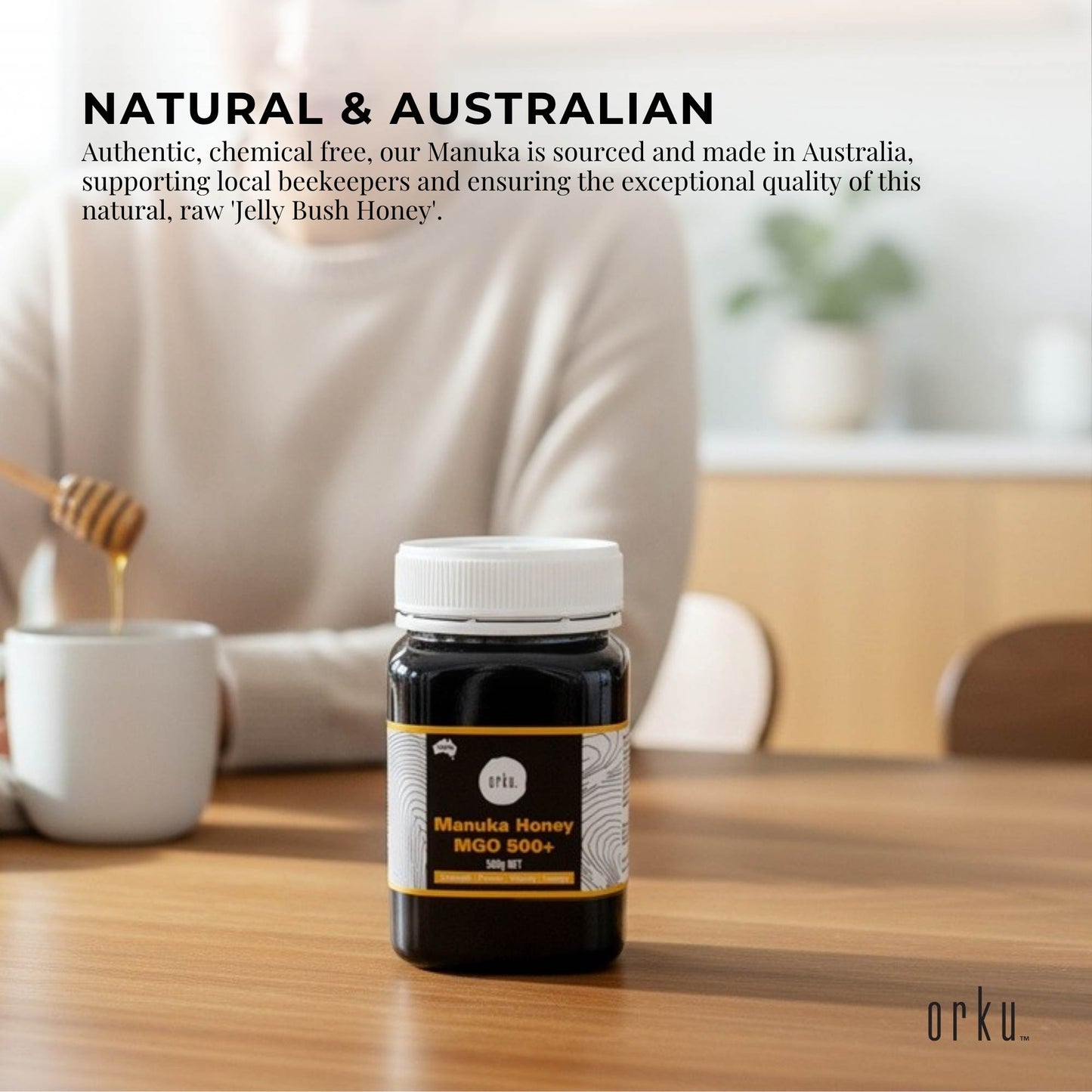 Orku 500g MGO 500+ Australian Manuka Honey - 100% Raw Natural Pure Jelly Bush