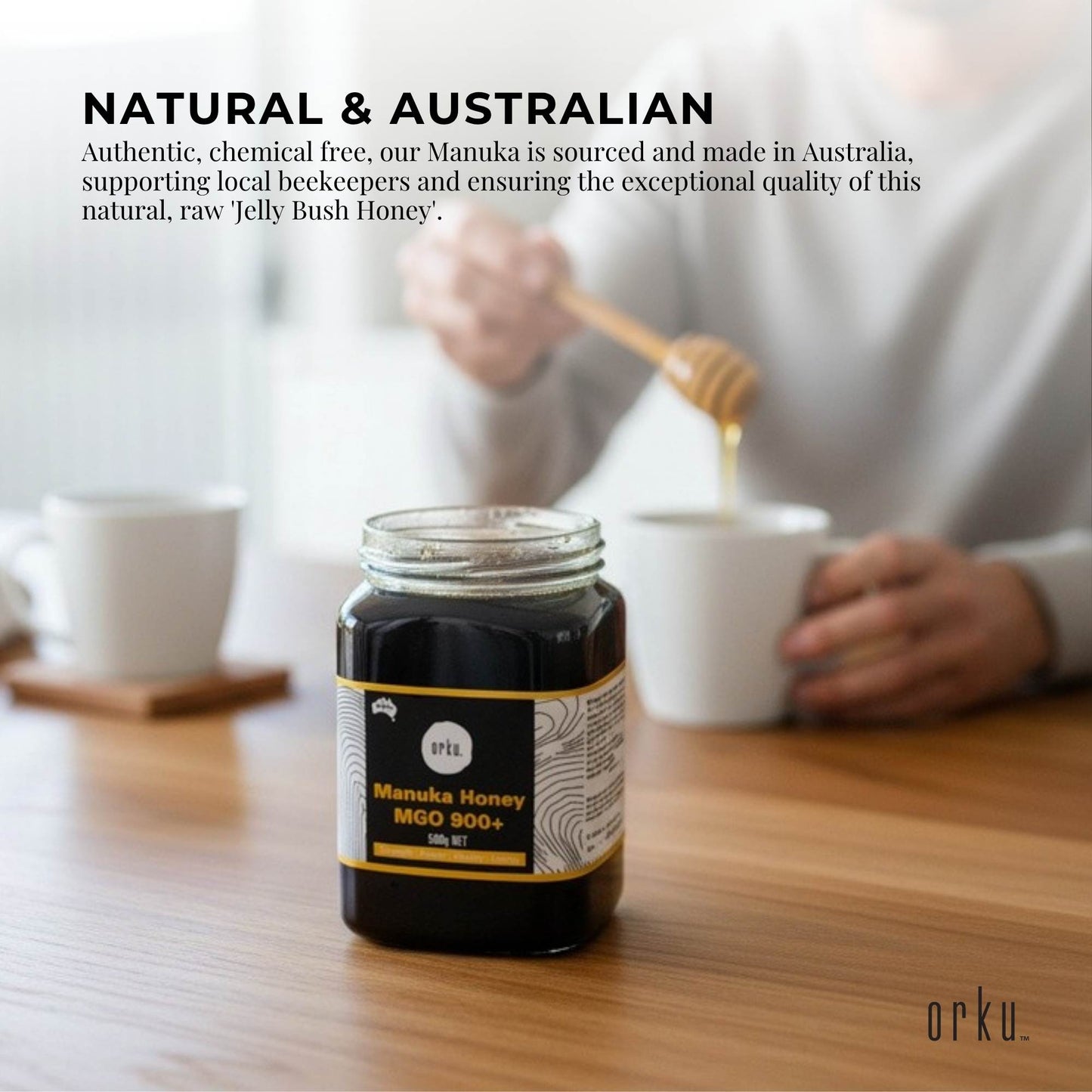 Orku 500g MGO 900+ Australian Manuka Honey - 100% Raw Natural Pure Jelly Bush